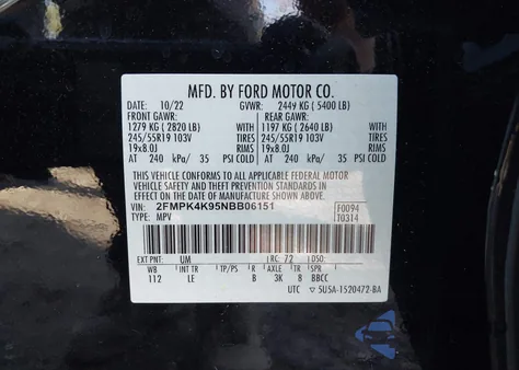 2022 Ford Edge Titanium из США, поврежденный, VIN 2FMPK4K95NBB06151